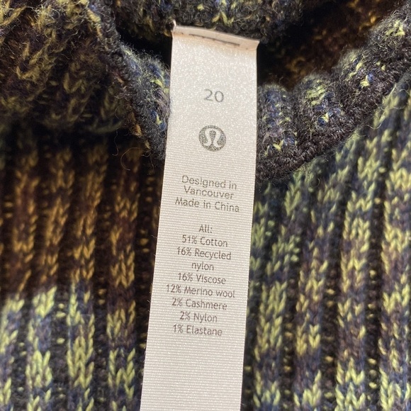 NWT Lululemon Cotton Cashmere Blend Mock Neck Sweater Heather Green sz 20 - Picture 3 of 13